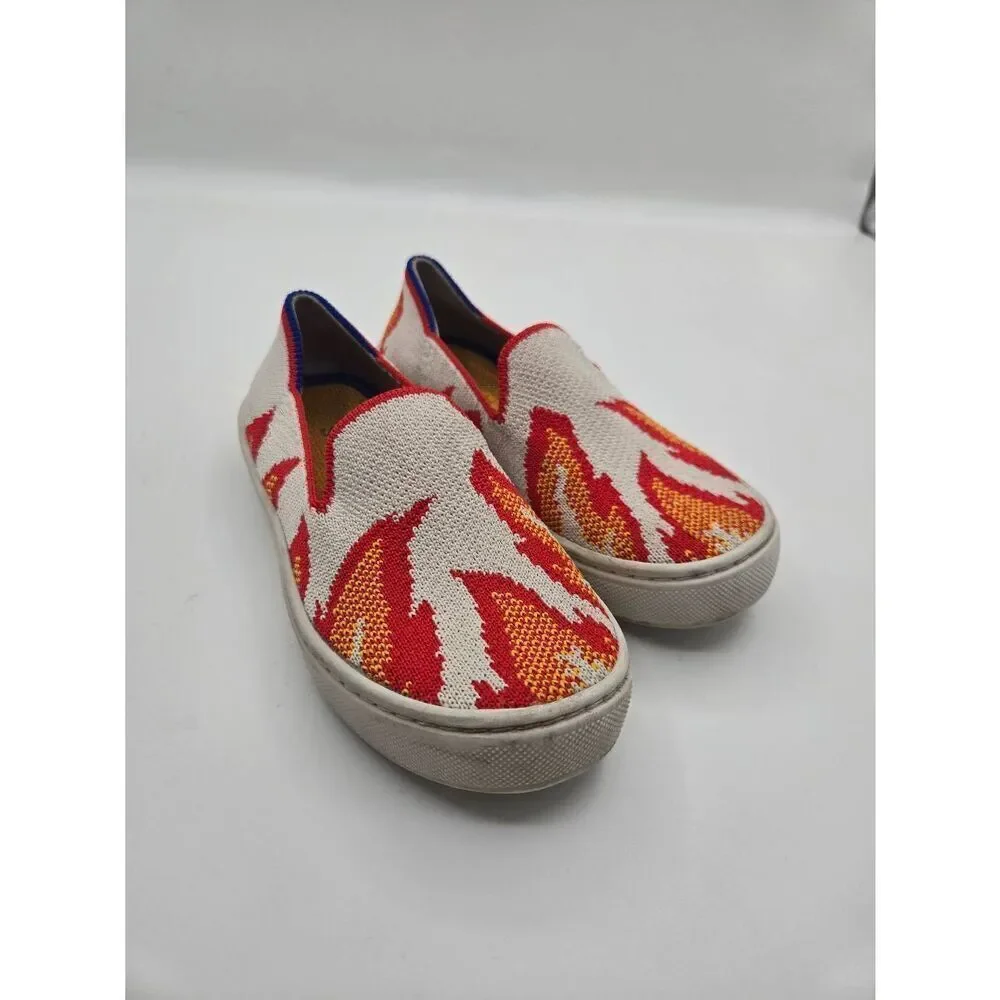 Rothys Kids Flame Sneakers Size 10 White Orange